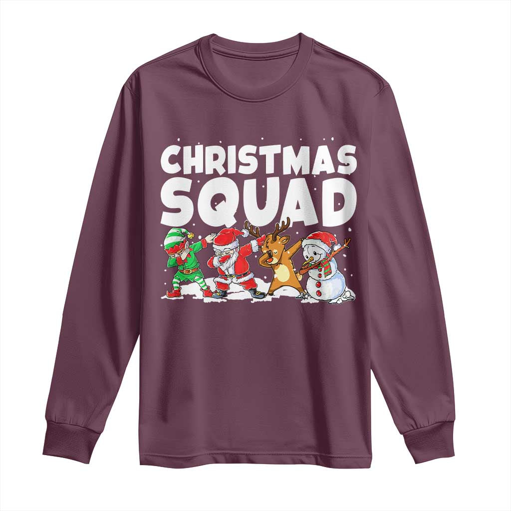 Christmas Squad Long Sleeve Shirt Santa Dabbing Elf Family Matching Pajamas - Wonder Print Shop