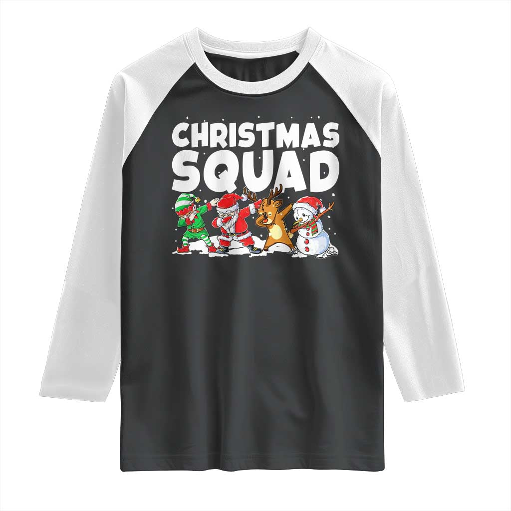 Christmas Squad Raglan Shirt Santa Dabbing Elf Family Matching Pajamas - Wonder Print Shop