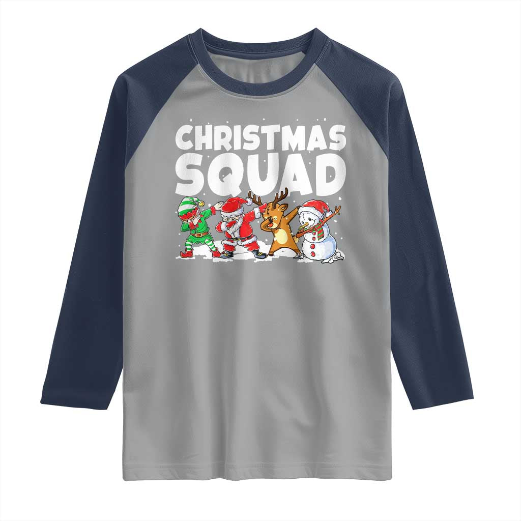 Christmas Squad Raglan Shirt Santa Dabbing Elf Family Matching Pajamas - Wonder Print Shop