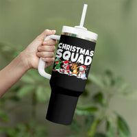 Christmas Squad Tumbler With Handle Santa Dabbing Elf Family Matching Pajamas - Wonder Print Shop