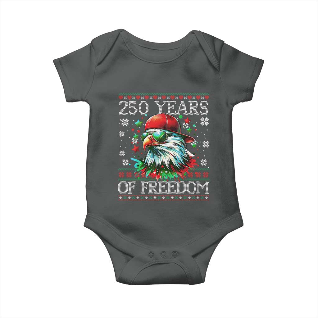 250 Years Of Freedom Christmas Baby Onesie 250th Anniversary USA Eagle Ugly Xmas - Wonder Print Shop