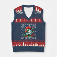 250 Years Of Freedom Xmas V-Neck Knit Sweater Vest 250th Anniversary USA Eagle Ugly Xmas - Wonder Print Shop