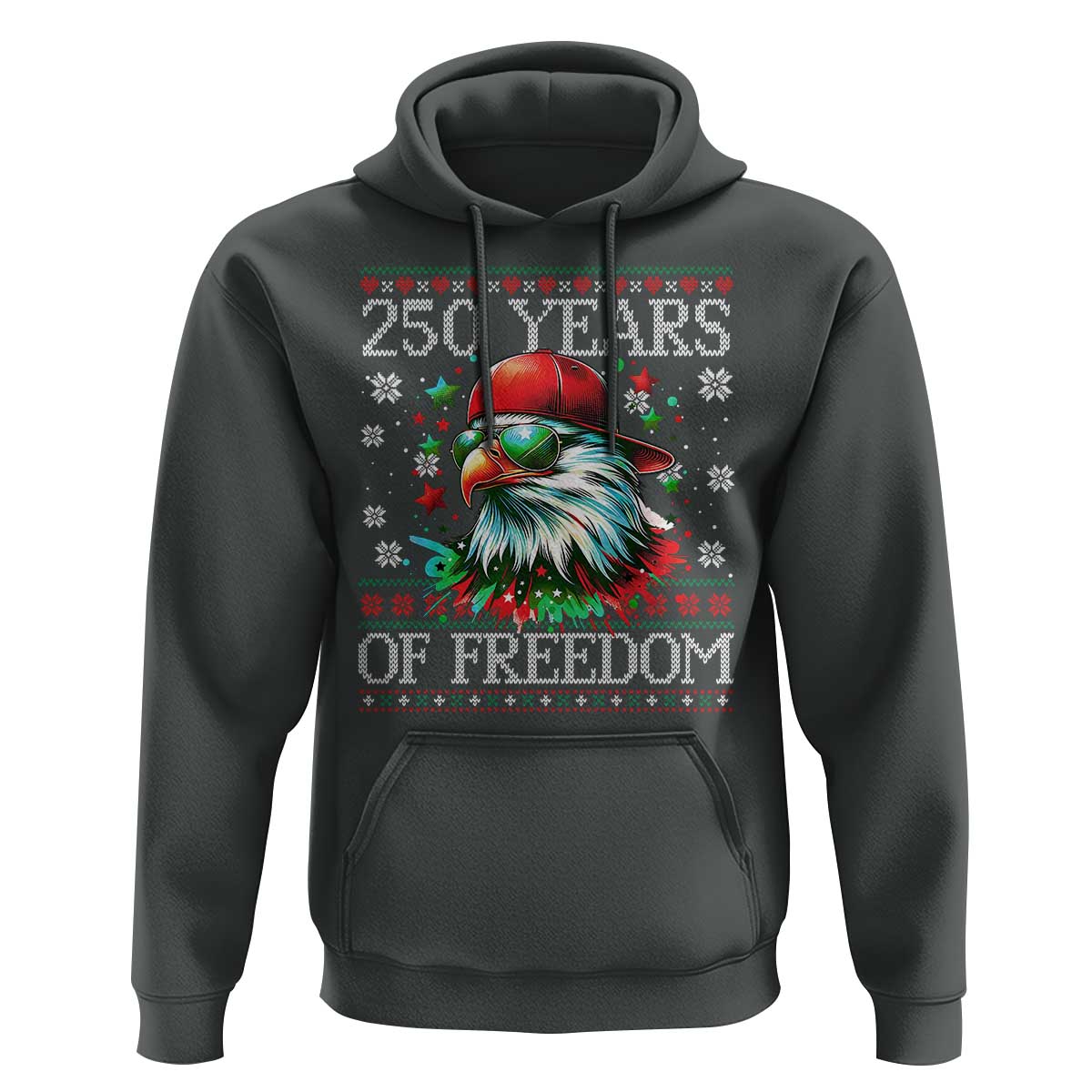 250 Years Of Freedom Christmas Hoodie 250th Anniversary USA Eagle Ugly Xmas - Wonder Print Shop