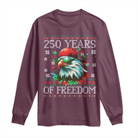 250 Years Of Freedom Christmas Long Sleeve Shirt 250th Anniversary USA Eagle Ugly Xmas - Wonder Print Shop