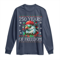 250 Years Of Freedom Christmas Long Sleeve Shirt 250th Anniversary USA Eagle Ugly Xmas - Wonder Print Shop