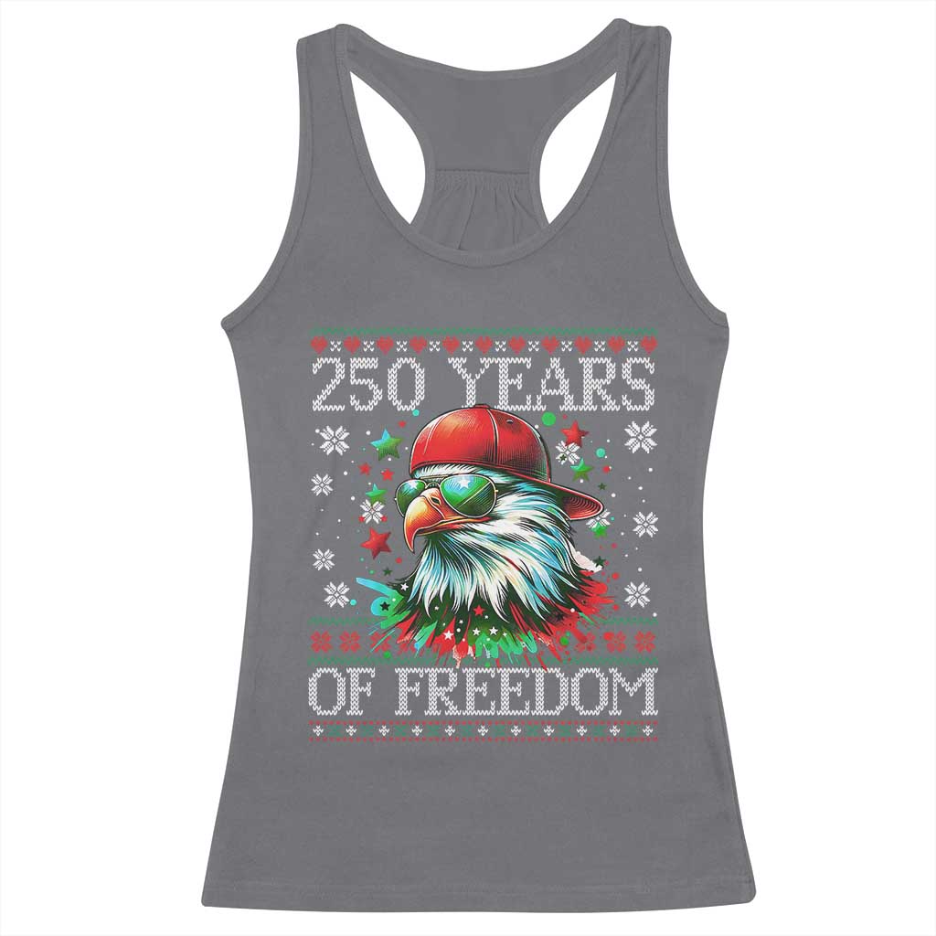 250 Years Of Freedom Christmas Racerback Tank Top 250th Anniversary USA Eagle Ugly Xmas - Wonder Print Shop