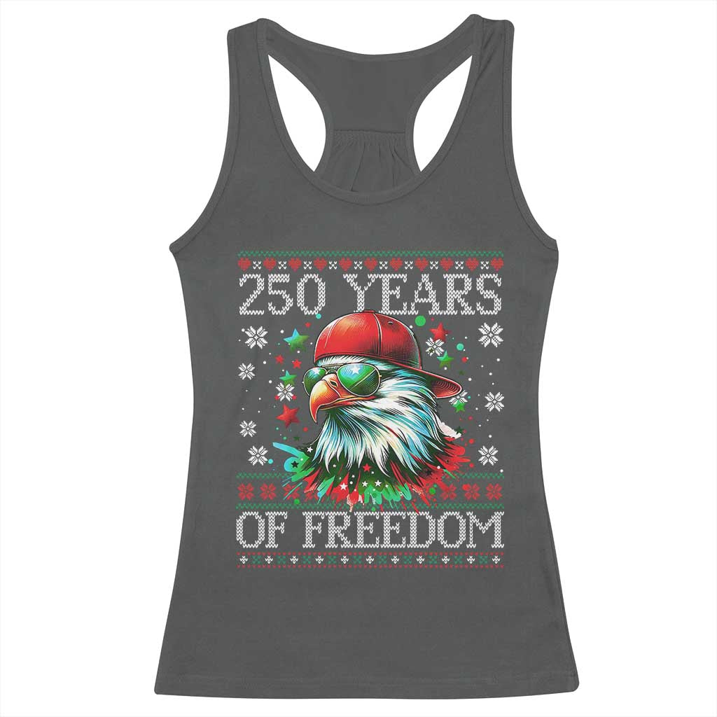 250 Years Of Freedom Christmas Racerback Tank Top 250th Anniversary USA Eagle Ugly Xmas - Wonder Print Shop