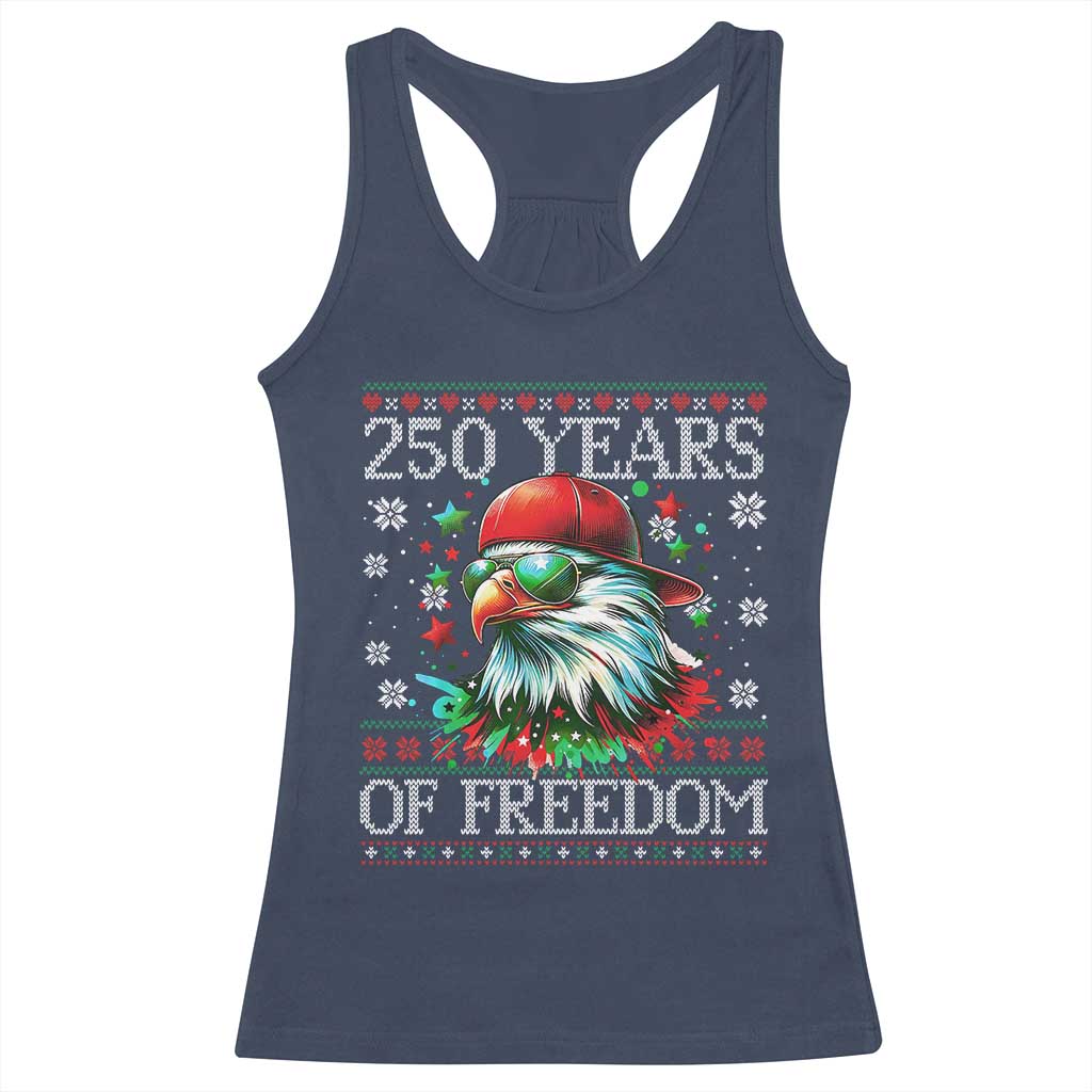 250 Years Of Freedom Christmas Racerback Tank Top 250th Anniversary USA Eagle Ugly Xmas - Wonder Print Shop
