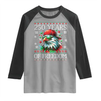 250 Years Of Freedom Christmas Raglan Shirt 250th Anniversary USA Eagle Ugly Xmas - Wonder Print Shop