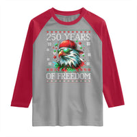 250 Years Of Freedom Christmas Raglan Shirt 250th Anniversary USA Eagle Ugly Xmas - Wonder Print Shop