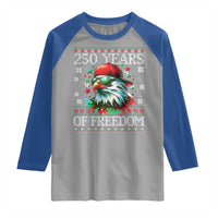 250 Years Of Freedom Christmas Raglan Shirt 250th Anniversary USA Eagle Ugly Xmas - Wonder Print Shop