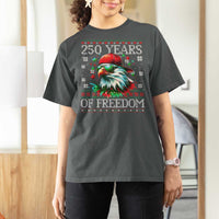 250 Years Of Freedom Christmas T Shirt For Women 250th Anniversary USA Eagle Ugly Xmas - Wonder Print Shop