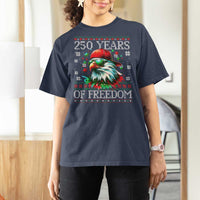 250 Years Of Freedom Christmas T Shirt For Women 250th Anniversary USA Eagle Ugly Xmas - Wonder Print Shop