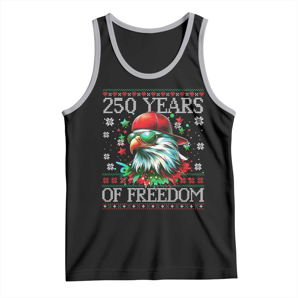 250 Years Of Freedom Christmas Tank Top 250th Anniversary USA Eagle Ugly Xmas - Wonder Print Shop