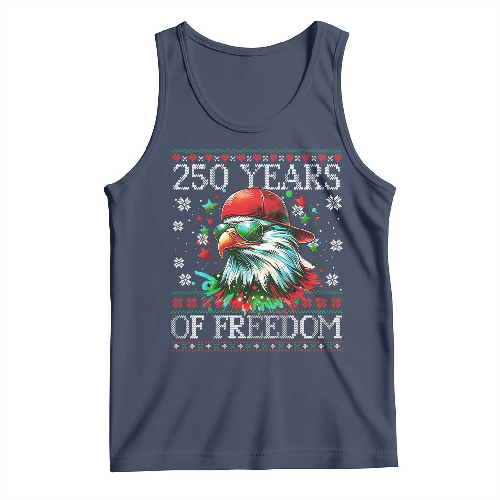 250 Years Of Freedom Christmas Tank Top 250th Anniversary USA Eagle Ugly Xmas - Wonder Print Shop
