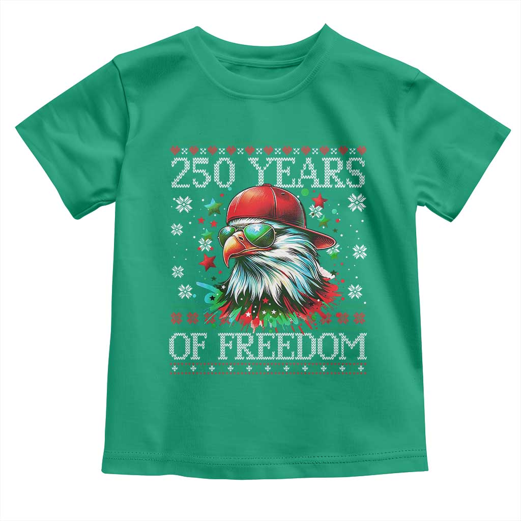 250 Years Of Freedom Christmas Toddler T Shirt 250th Anniversary USA Eagle Ugly Xmas - Wonder Print Shop
