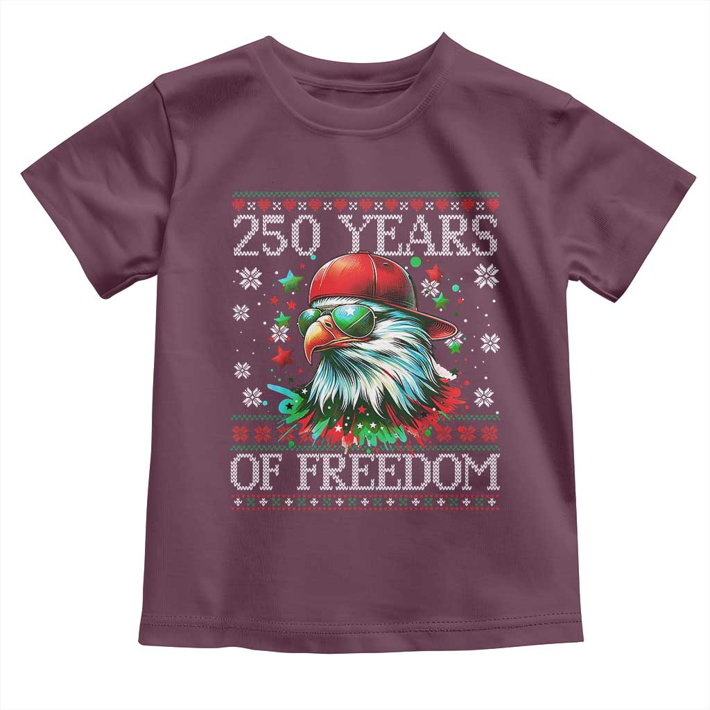250 Years Of Freedom Christmas Toddler T Shirt 250th Anniversary USA Eagle Ugly Xmas - Wonder Print Shop