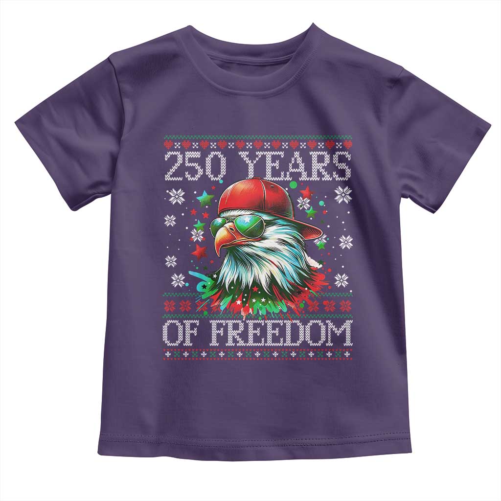 250 Years Of Freedom Christmas Toddler T Shirt 250th Anniversary USA Eagle Ugly Xmas - Wonder Print Shop