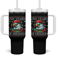 250 Years Of Freedom Christmas Tumbler With Handle 250th Anniversary USA Eagle Ugly Xmas - Wonder Print Shop