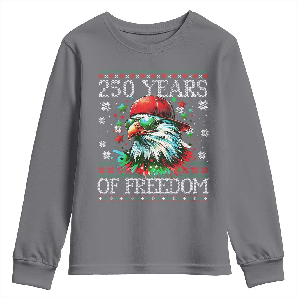 250 Years Of Freedom Christmas Youth Sweatshirt 250th Anniversary USA Eagle Ugly Xmas - Wonder Print Shop