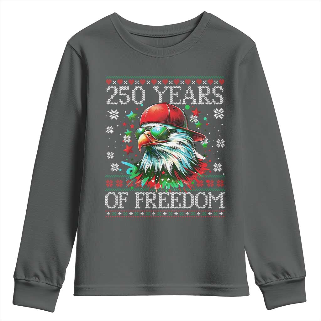 250 Years Of Freedom Christmas Youth Sweatshirt 250th Anniversary USA Eagle Ugly Xmas - Wonder Print Shop