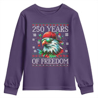 250 Years Of Freedom Christmas Youth Sweatshirt 250th Anniversary USA Eagle Ugly Xmas - Wonder Print Shop