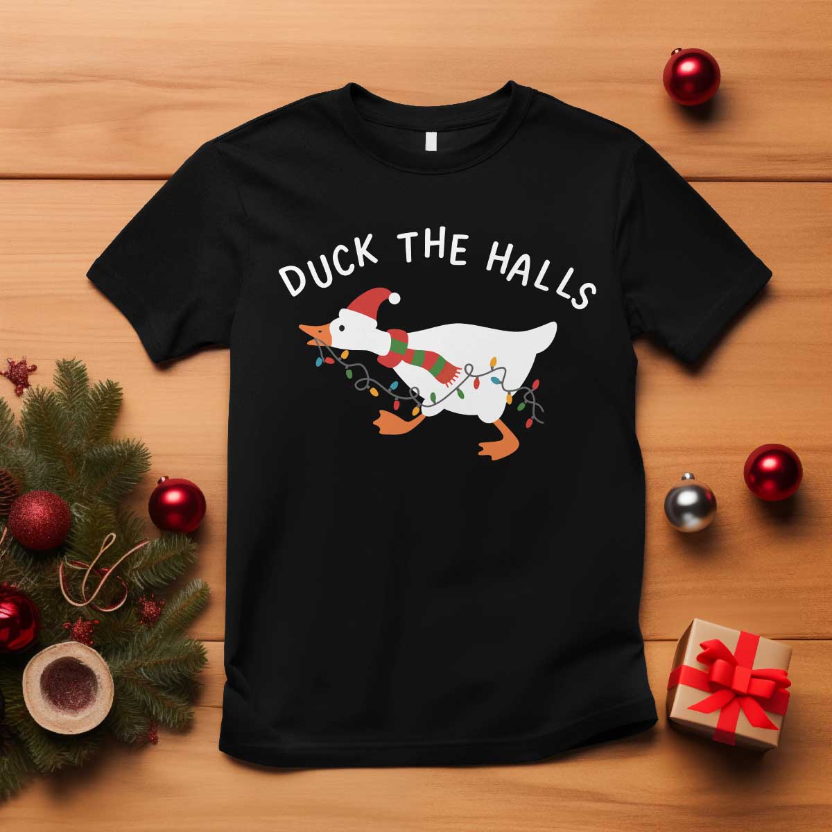 Funny Christmas Silly Goose T Shirt Funny Duck the Halls - Wonder Print Shop