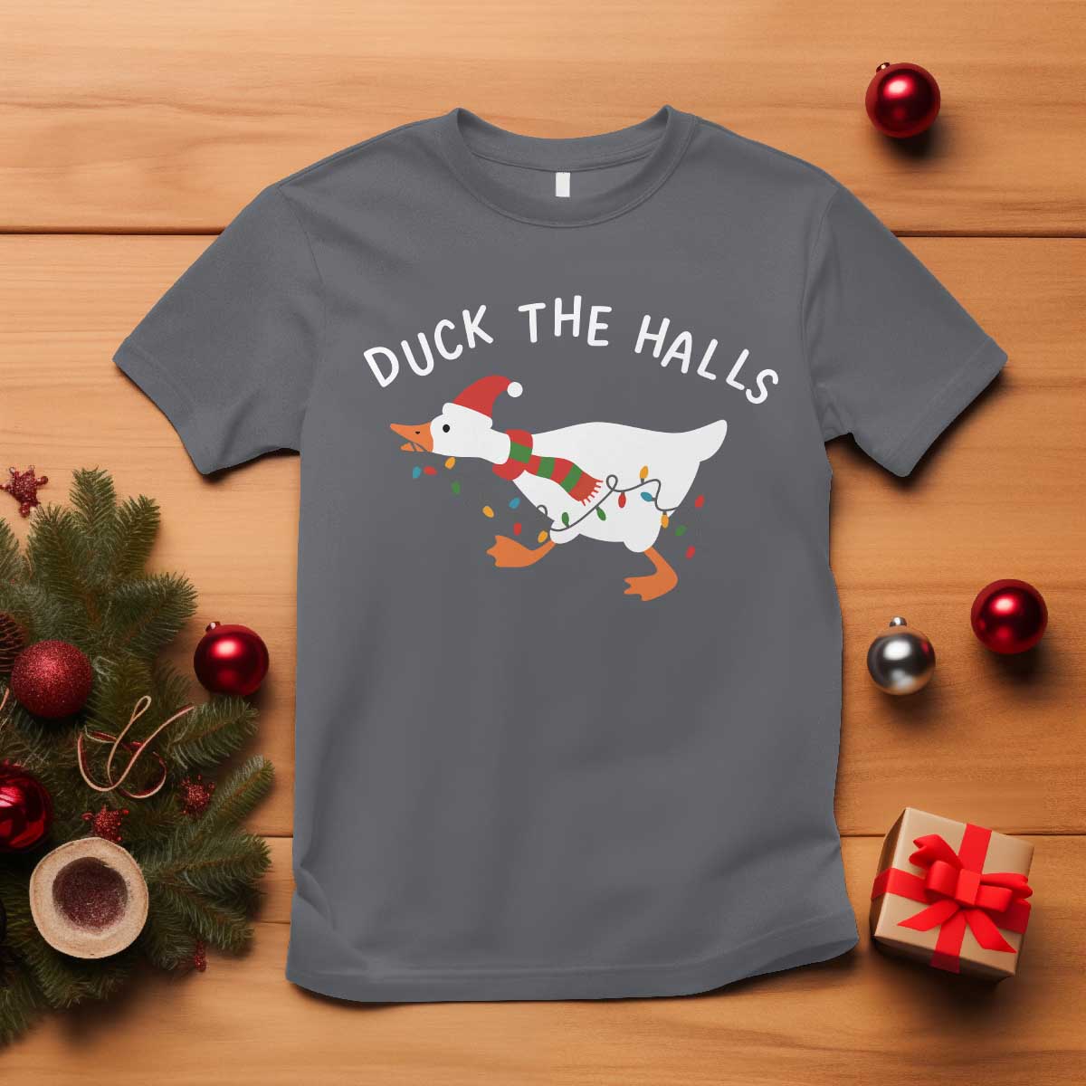 Funny Christmas Silly Goose T Shirt Funny Duck the Halls - Wonder Print Shop