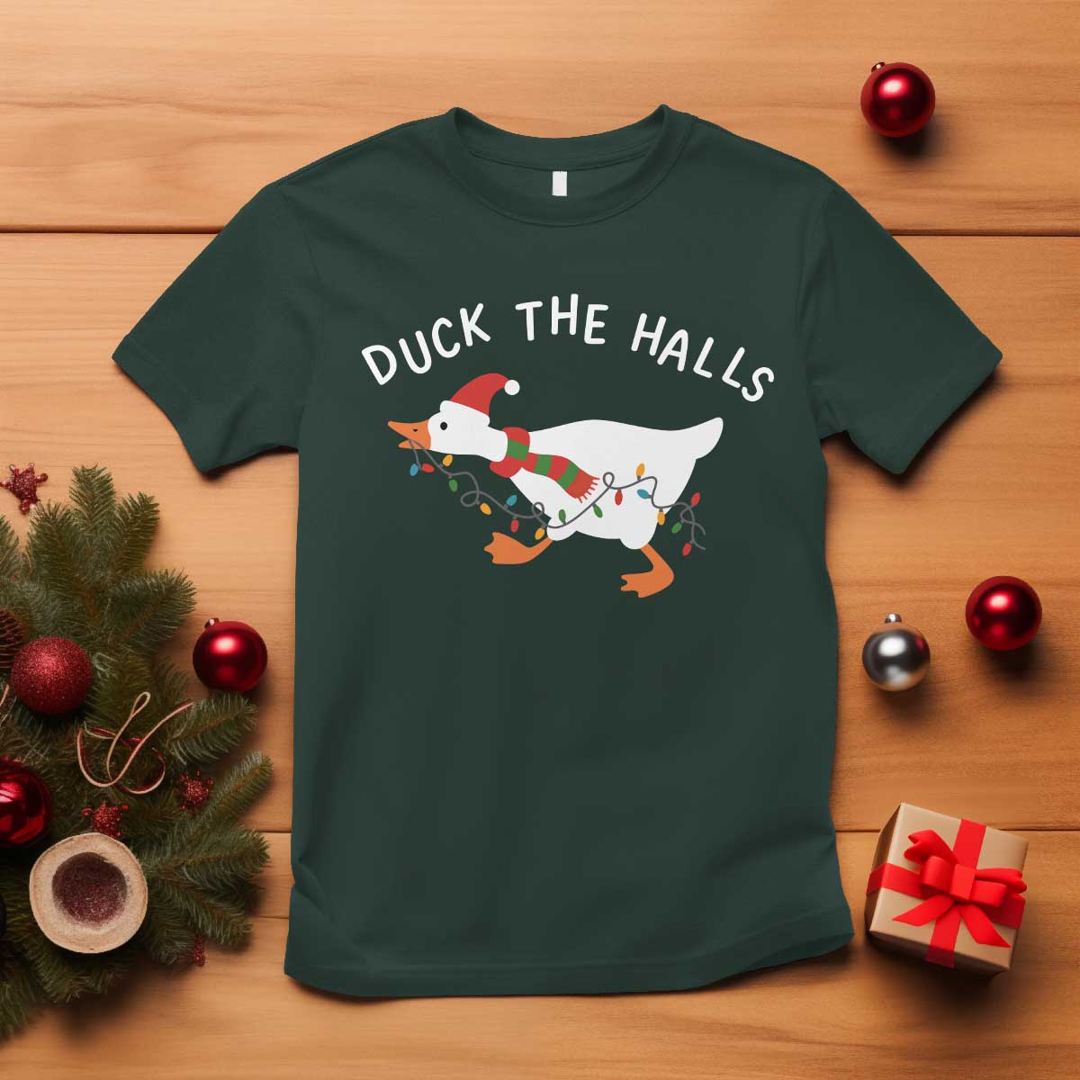 Funny Christmas Silly Goose T Shirt Funny Duck the Halls - Wonder Print Shop