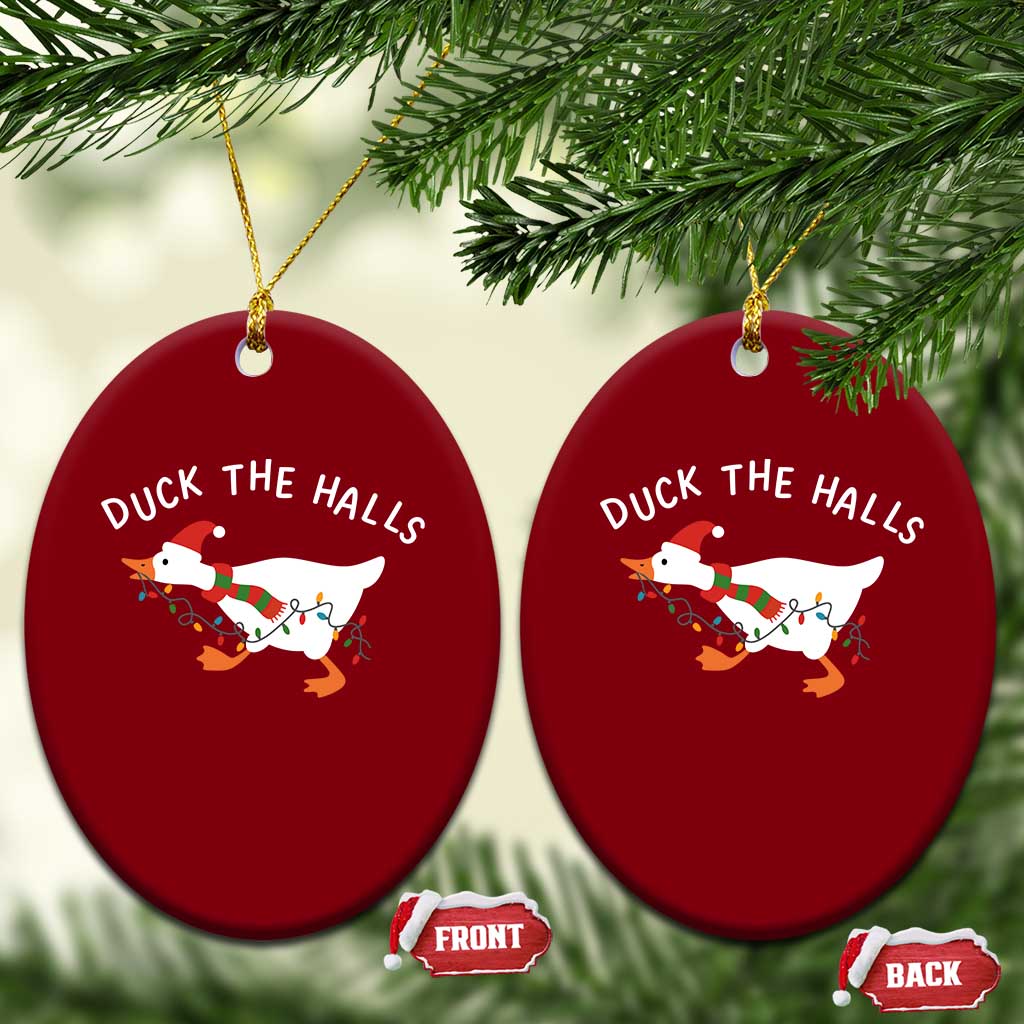 Funny Christmas Silly Goose Ceramic Ornament Funny Duck the Halls - Wonder Print Shop