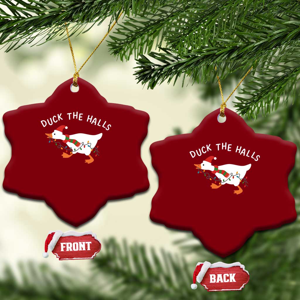 Funny Christmas Silly Goose Ceramic Ornament Funny Duck the Halls - Wonder Print Shop