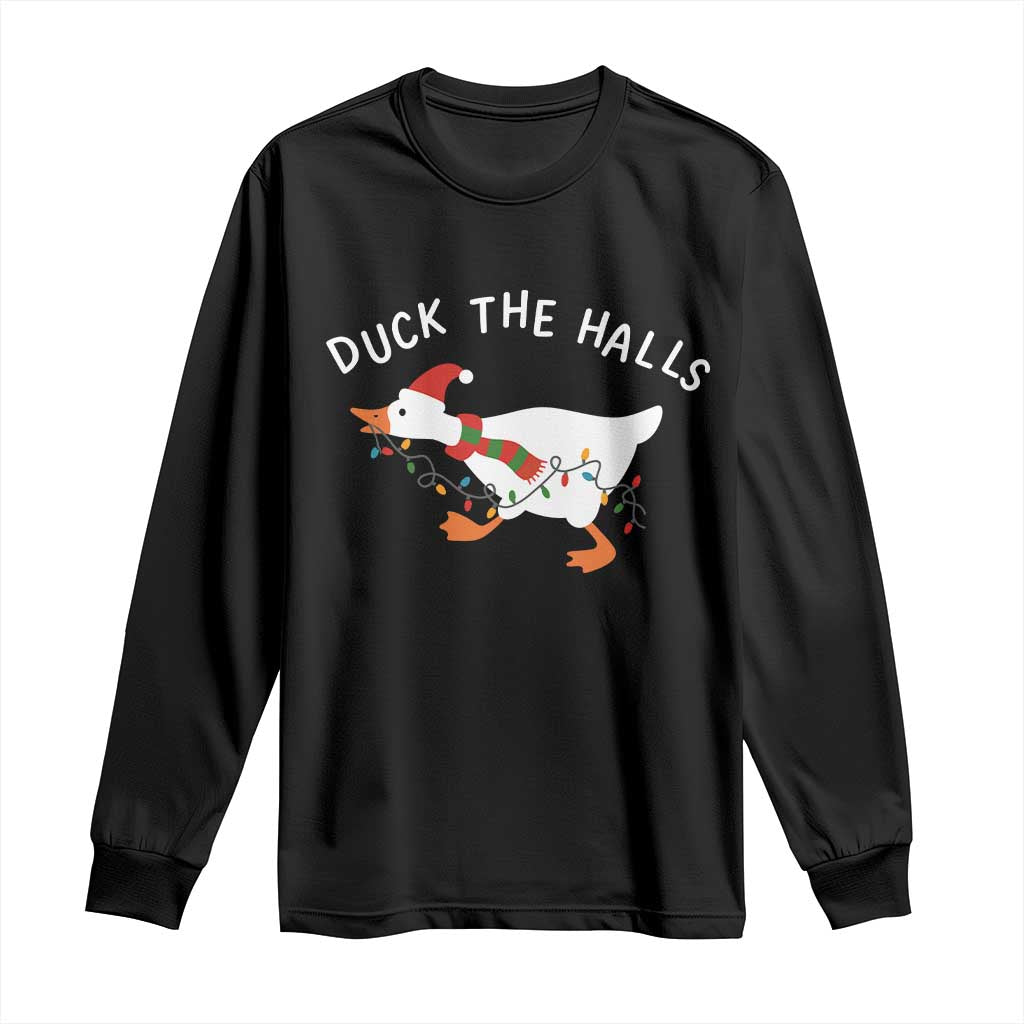 Funny Christmas Silly Goose Long Sleeve Shirt Funny Duck the Halls - Wonder Print Shop