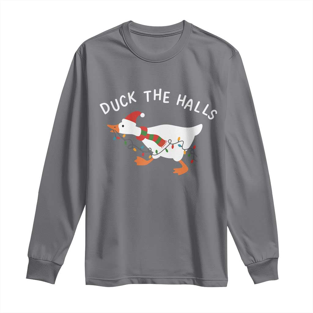 Funny Christmas Silly Goose Long Sleeve Shirt Funny Duck the Halls - Wonder Print Shop