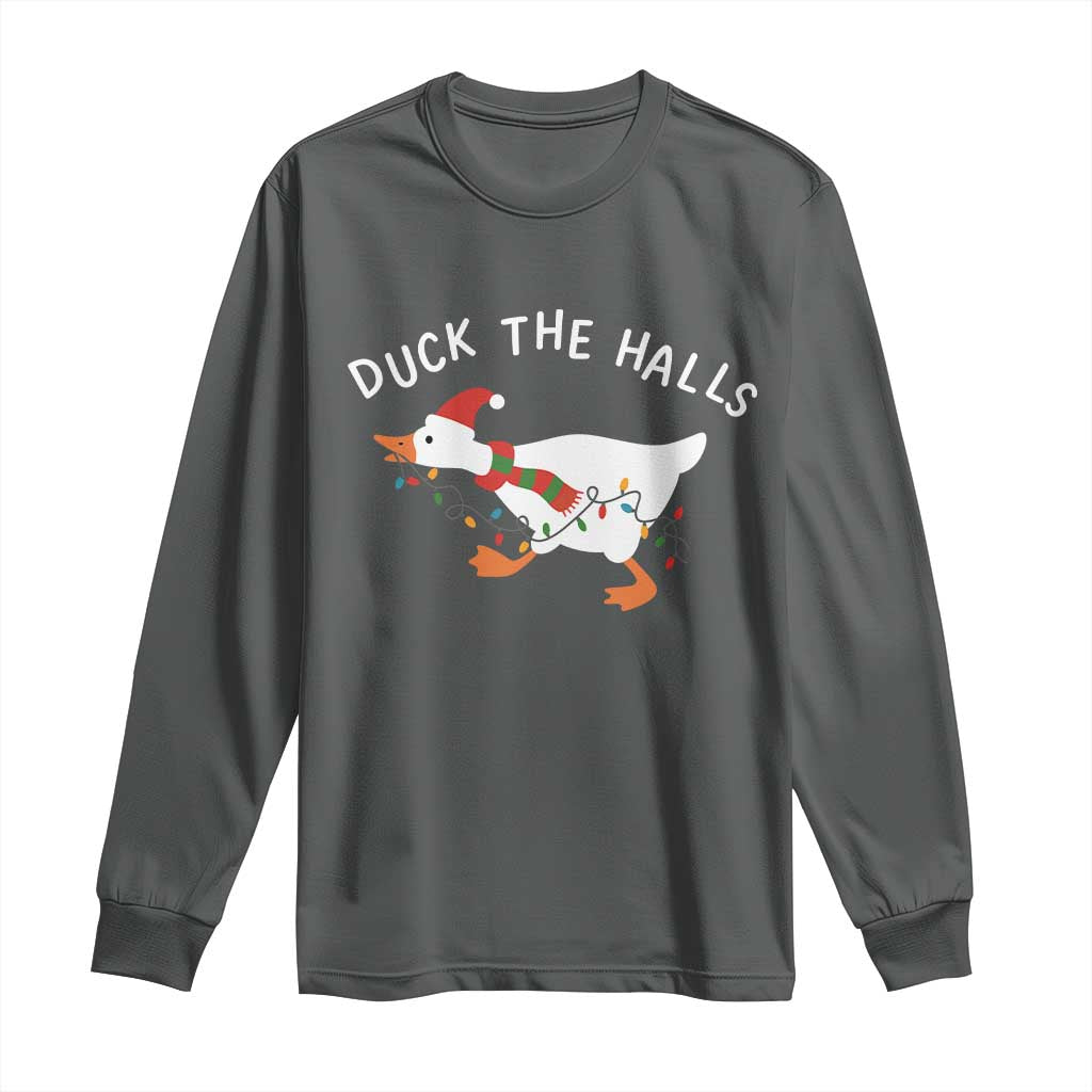 Funny Christmas Silly Goose Long Sleeve Shirt Funny Duck the Halls - Wonder Print Shop