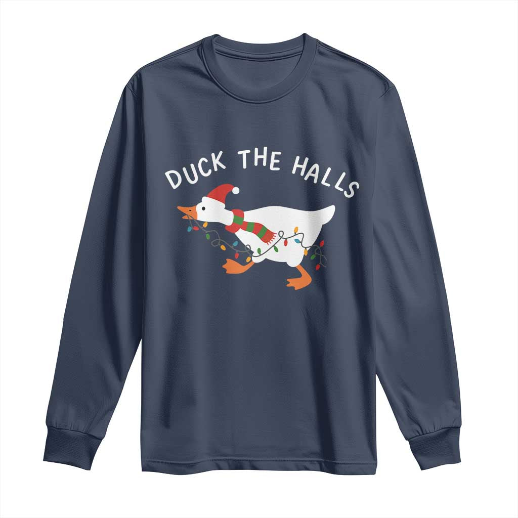 Funny Christmas Silly Goose Long Sleeve Shirt Funny Duck the Halls - Wonder Print Shop