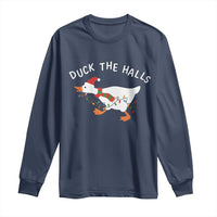 Funny Christmas Silly Goose Long Sleeve Shirt Funny Duck the Halls - Wonder Print Shop