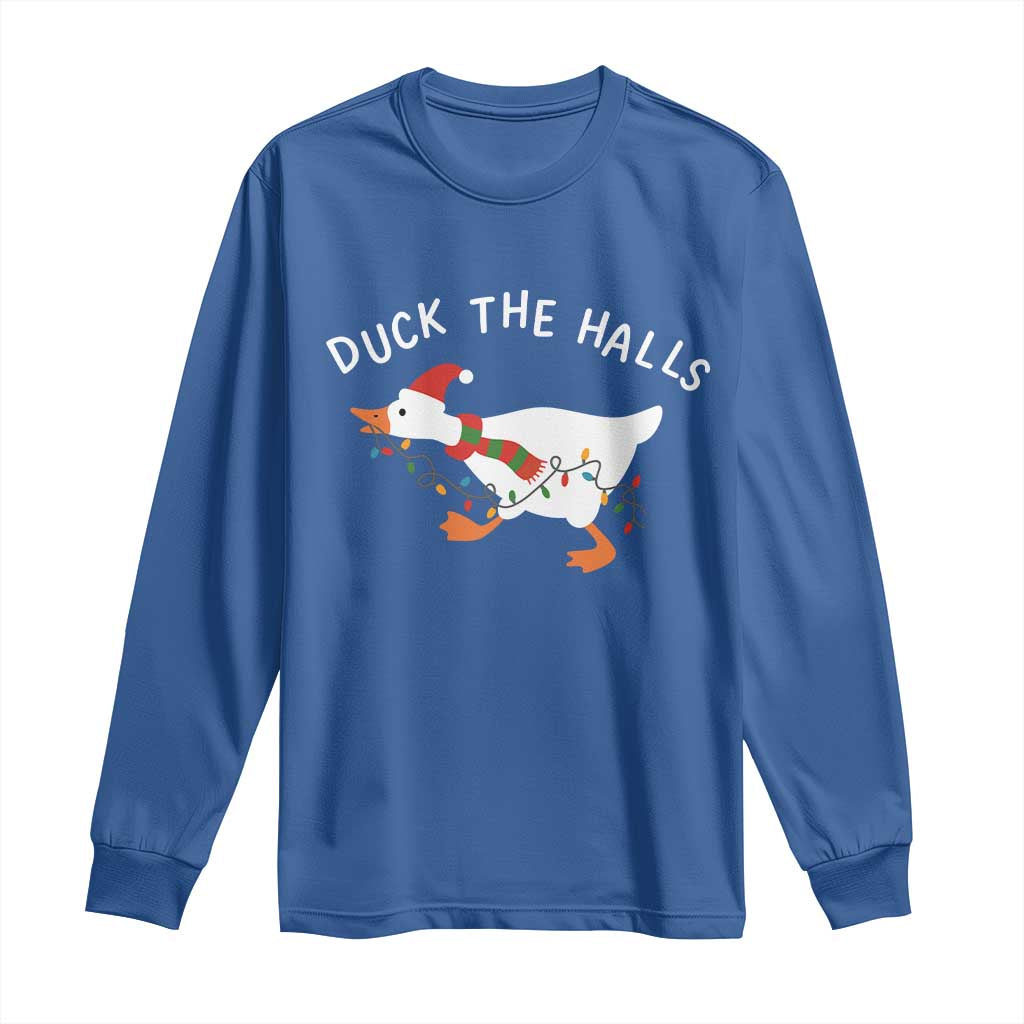 Funny Christmas Silly Goose Long Sleeve Shirt Funny Duck the Halls - Wonder Print Shop