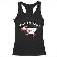 Funny Christmas Silly Goose Racerback Tank Top Funny Duck the Halls - Wonder Print Shop