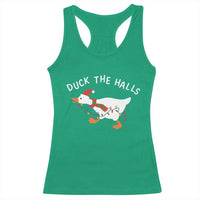 Funny Christmas Silly Goose Racerback Tank Top Funny Duck the Halls - Wonder Print Shop