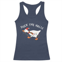 Funny Christmas Silly Goose Racerback Tank Top Funny Duck the Halls - Wonder Print Shop