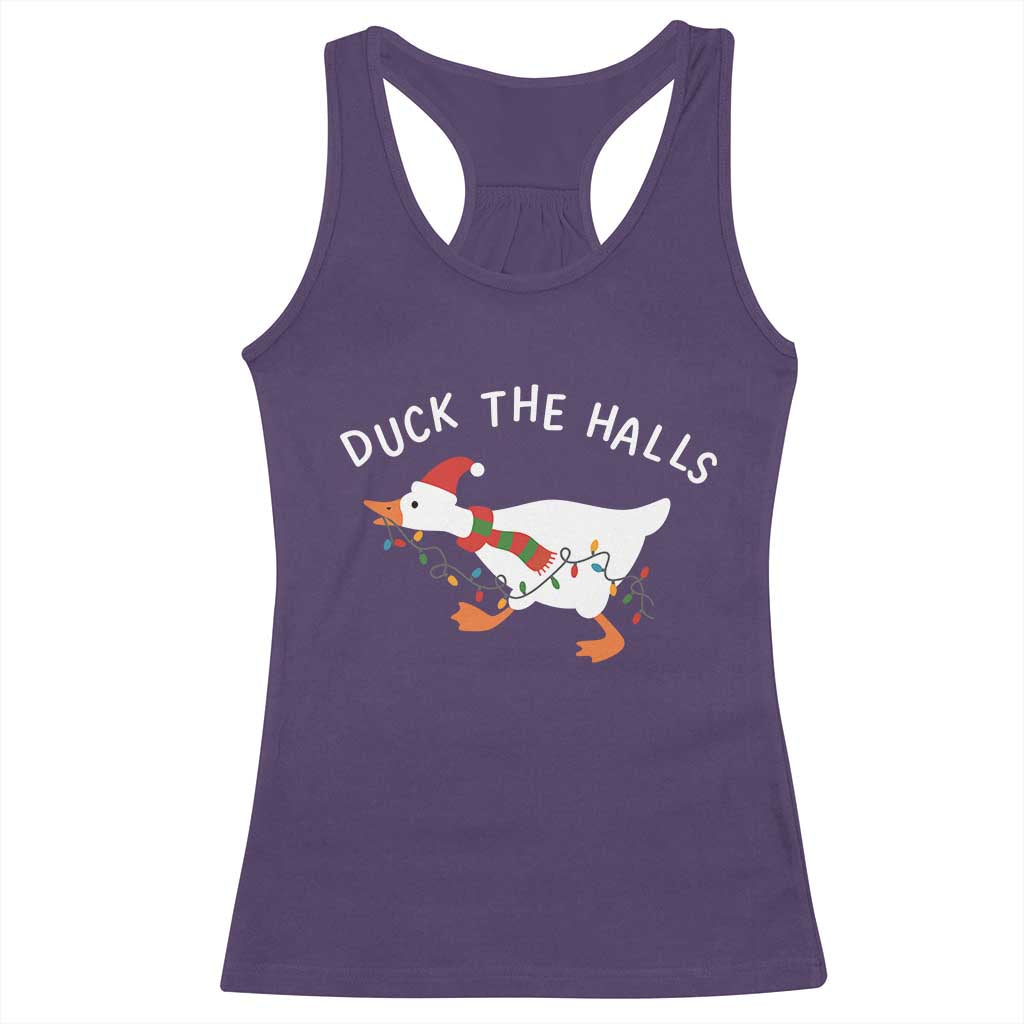 Funny Christmas Silly Goose Racerback Tank Top Funny Duck the Halls - Wonder Print Shop