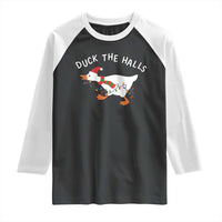 Funny Christmas Silly Goose Raglan Shirt Funny Duck the Halls - Wonder Print Shop