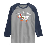 Funny Christmas Silly Goose Raglan Shirt Funny Duck the Halls - Wonder Print Shop