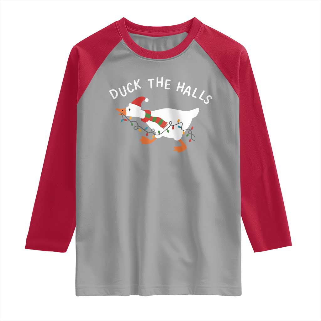 Funny Christmas Silly Goose Raglan Shirt Funny Duck the Halls - Wonder Print Shop