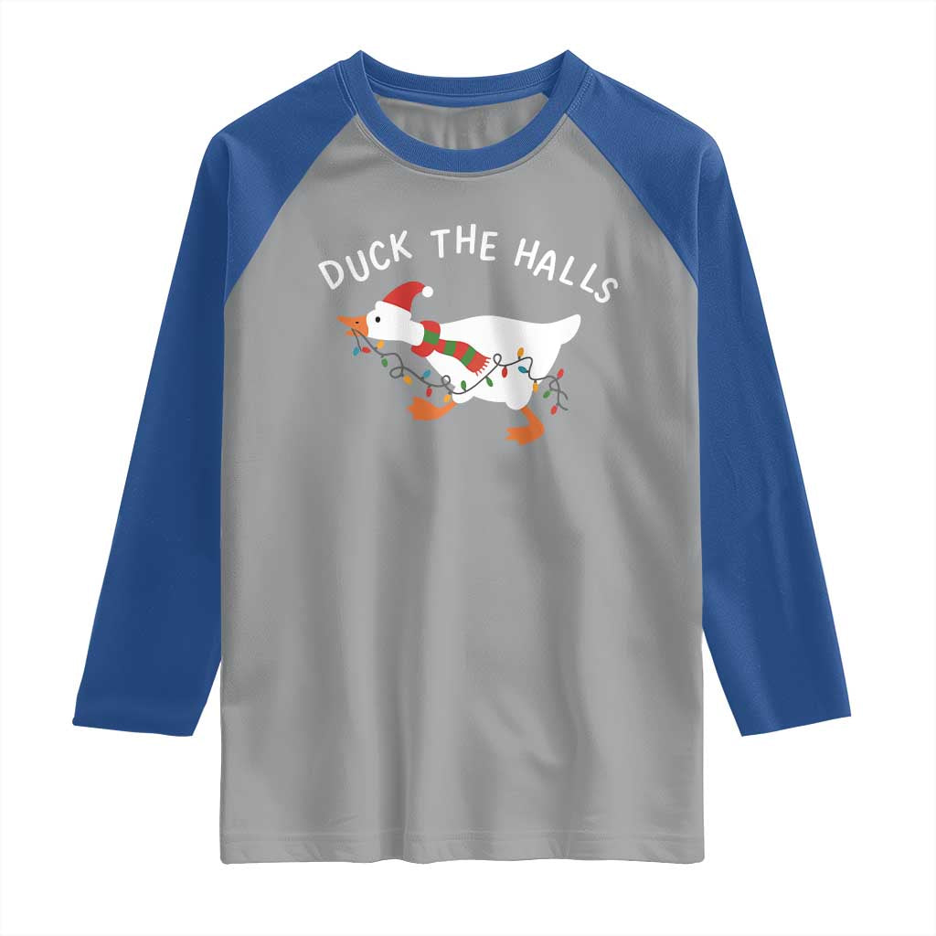 Funny Christmas Silly Goose Raglan Shirt Funny Duck the Halls - Wonder Print Shop
