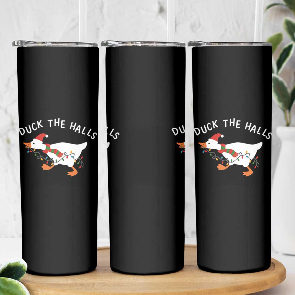 Funny Christmas Silly Goose Skinny Tumbler Funny Duck the Halls - Wonder Print Shop