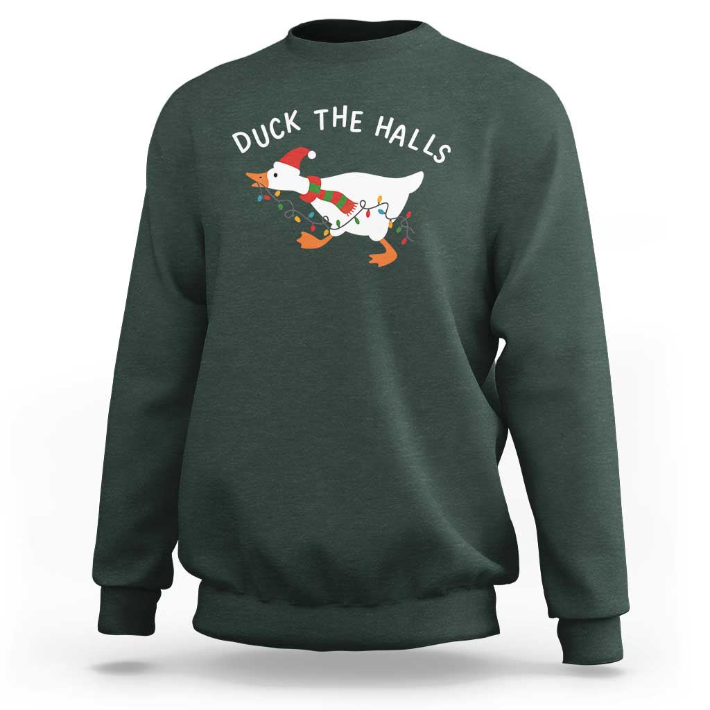 Funny Christmas Silly Goose Sweatshirt Funny Duck the Halls - Wonder Print Shop