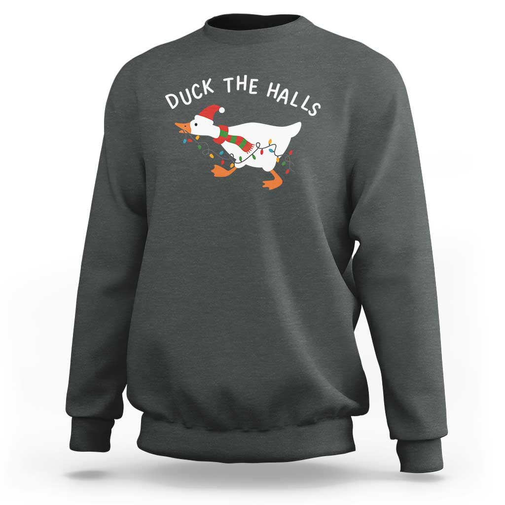 Funny Christmas Silly Goose Sweatshirt Funny Duck the Halls - Wonder Print Shop