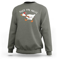 Funny Christmas Silly Goose Sweatshirt Funny Duck the Halls - Wonder Print Shop