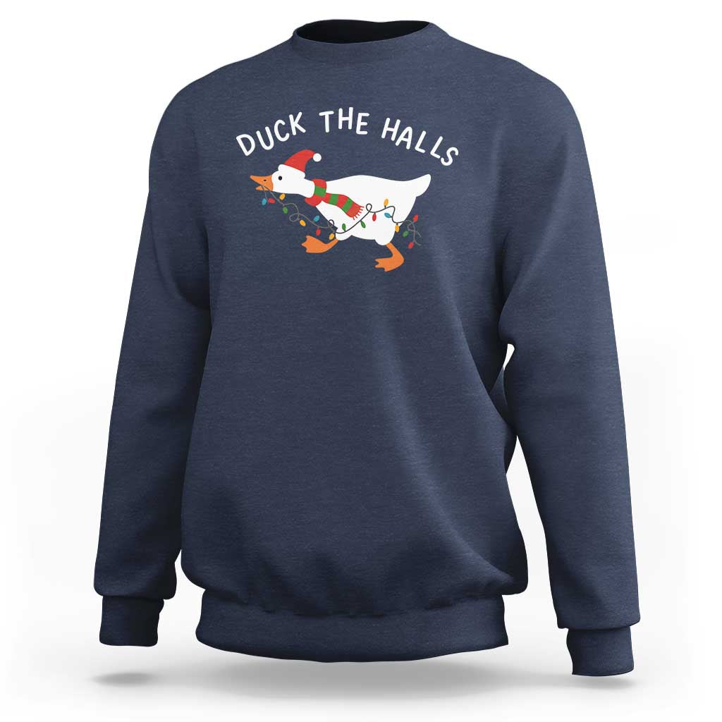Funny Christmas Silly Goose Sweatshirt Funny Duck the Halls - Wonder Print Shop
